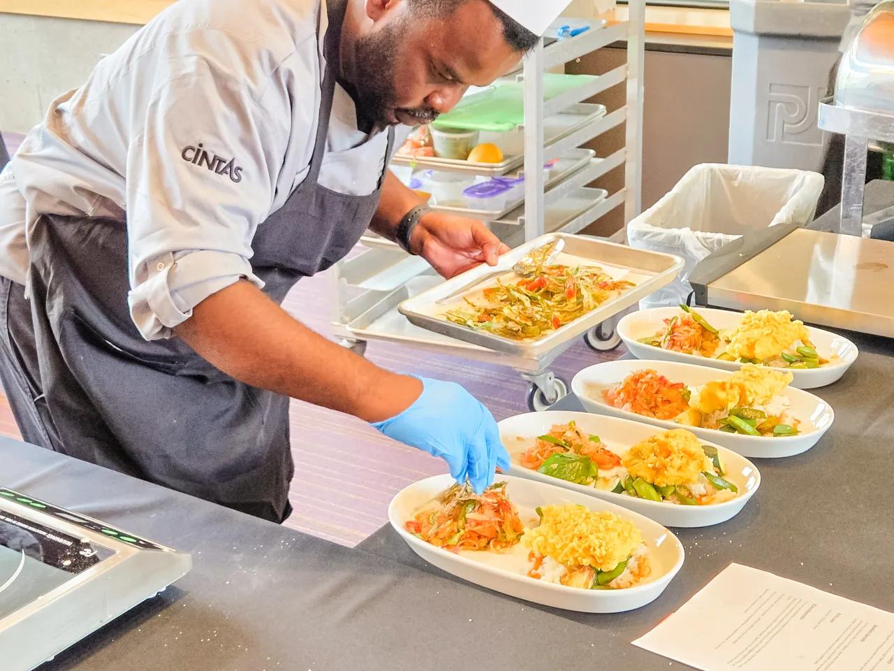 Chef Arthur Dunlin setting up some plates